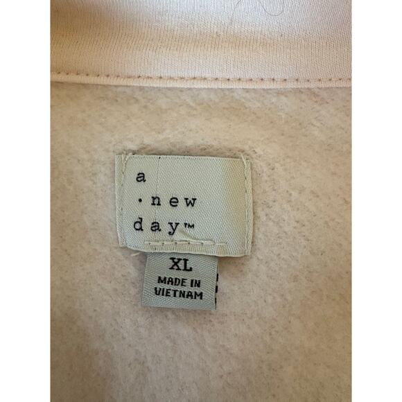 quarter zip pullover sweatshirt kangaroo pocket size xl Pink - Picture 2 of 9